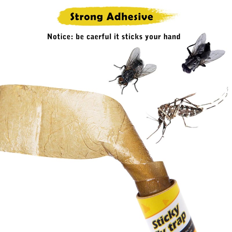 Stingmon 40 Rolls Fruit Fly Traps for Indoors, Fly Trap, Fly Trap Indoor for Home, Fly Traps Outdoor, Sticky Fly Strips, Fly Glue Paper Tape Catcher Ribbon for Gnat Fungus Fruit Flies - Image 2